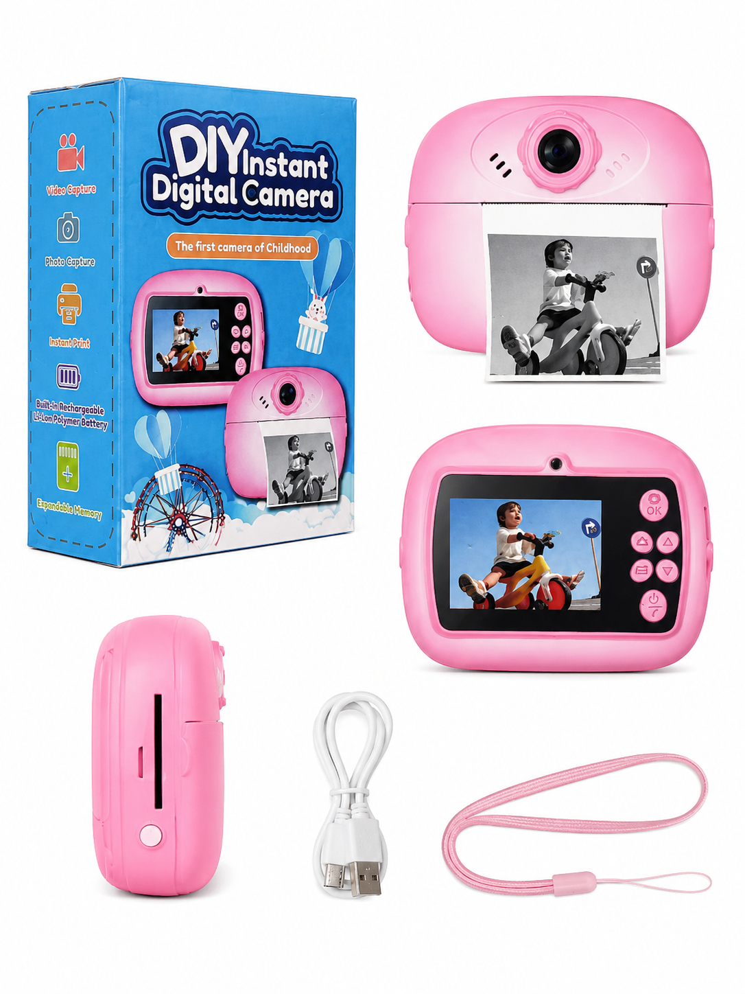 DIY Instant Digital Camera for Kids with Instant Print & Video Recording