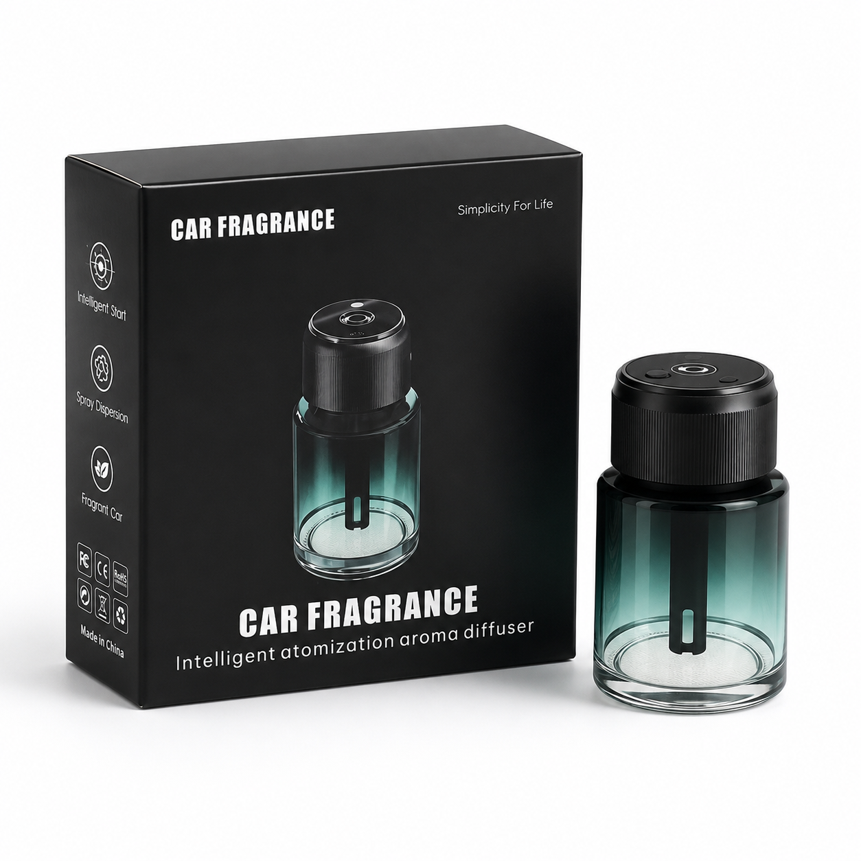 Car Fragrance Intelligent Atomization Aroma Diffuser for Car with Spray Dispersion, Intelligent Start & Rechargeable 300mAh Battery