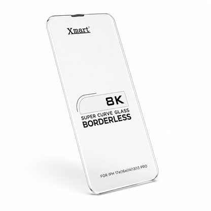 Buy Xmart 8K borderless super curve tempered glass for iPhone. HD-clear edge-to-edge coverage, smooth touch and easy installation. Shop online in India.