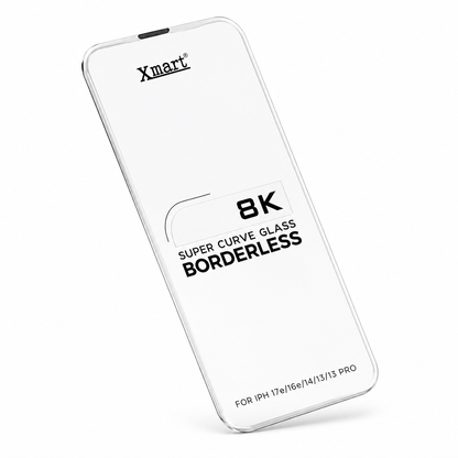 Buy Xmart 8K borderless super curve tempered glass for iPhone. HD-clear edge-to-edge coverage, smooth touch and easy installation. Shop online in India.