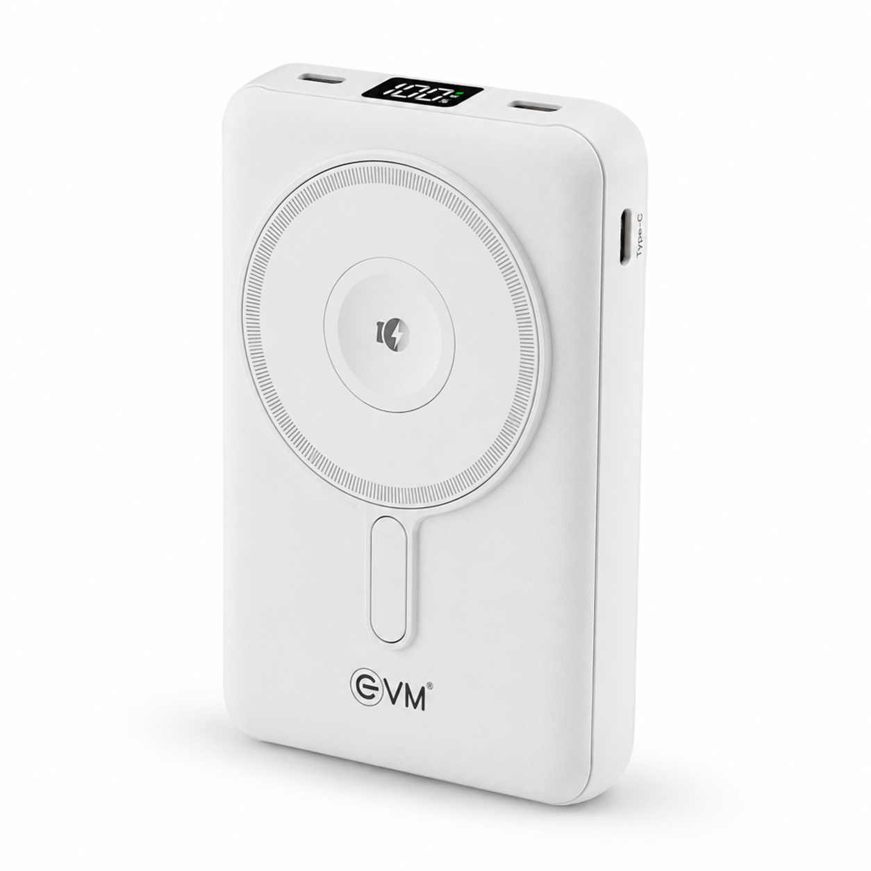 EVM EnMag 17 Pro 10000mAh Wireless Power Bank with Built-in Cables, 22.5W Fast Charging, 15W Magnetic Wireless Output & Foldable Stand – White