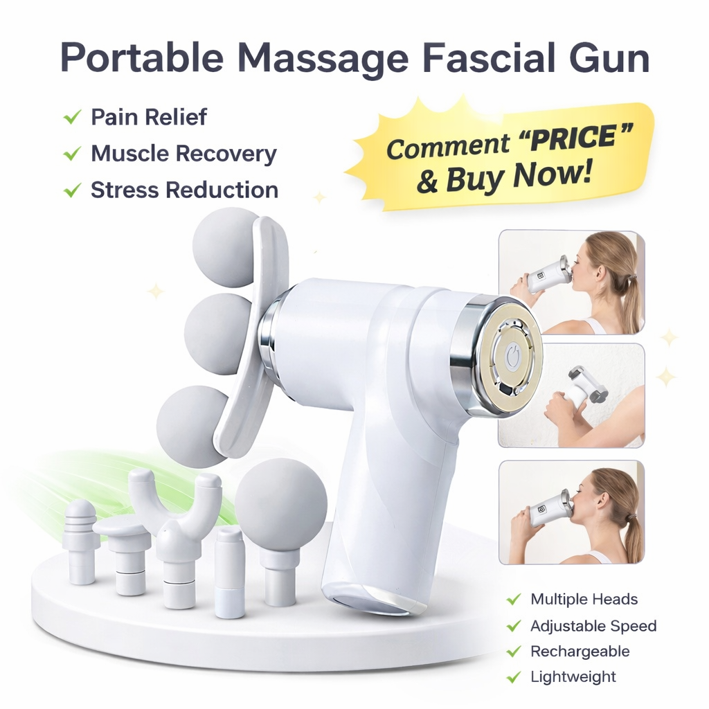 Portable Massage Fascial Gun with Multiple Heads