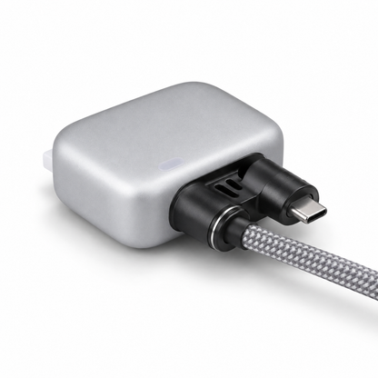 USB-C Auto Eject Charging Adapter with Durable Braided Cable, Compact Fast Charging Connector for Type-C Devices