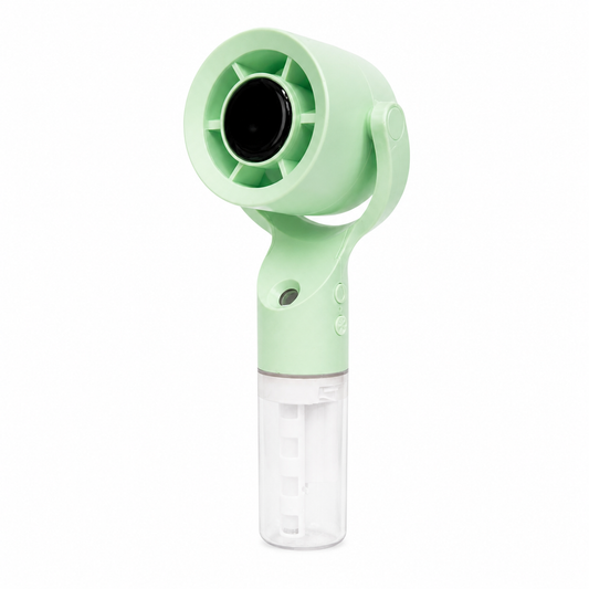 Portable Spray Fan with Mist Humidifier | USB Rechargeable Handheld Cooling Fan | 3 Speed Mini Air Cooler (500mAh, Type-C, Green)